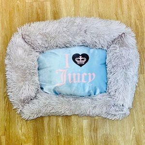 Juicy Couture Pet Fluffy Dog Bed Gray & Pink